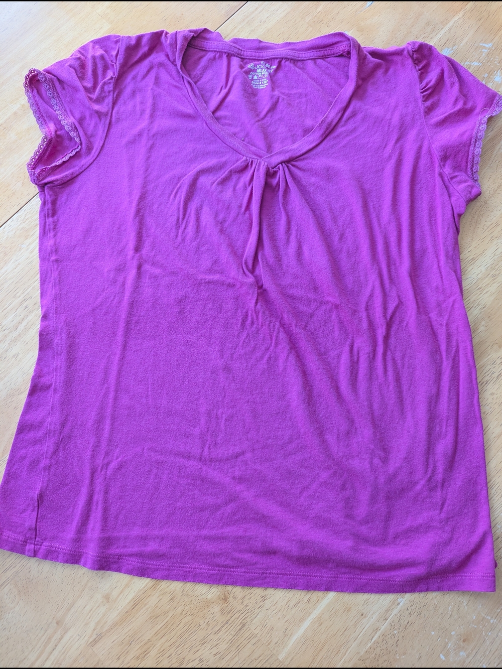 Jockey Relax Short Sleeve V-Neck Top in Magenta Pink